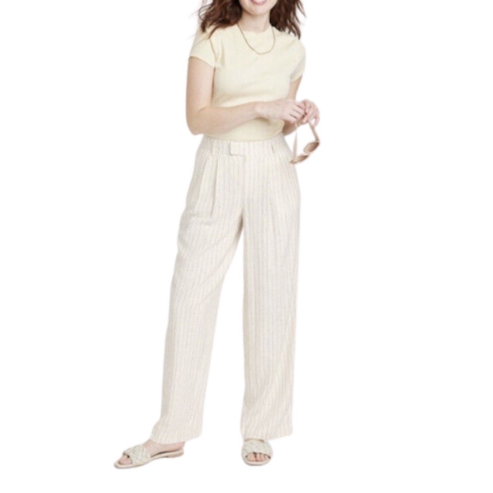 NWT A New Day Linen Blend High Rise Wide Leg Pants 2